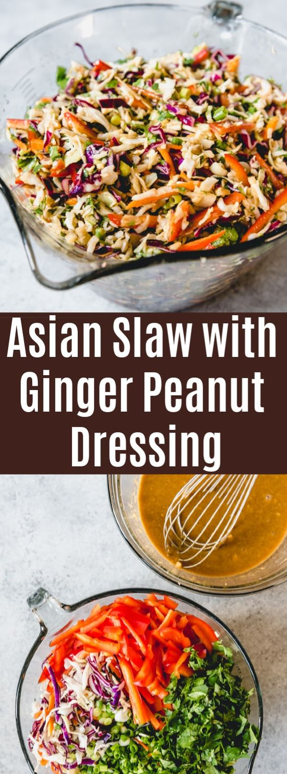 ASIAN SLAW WITH GINGER PEANUT DRESSING KITCHEN SPICY