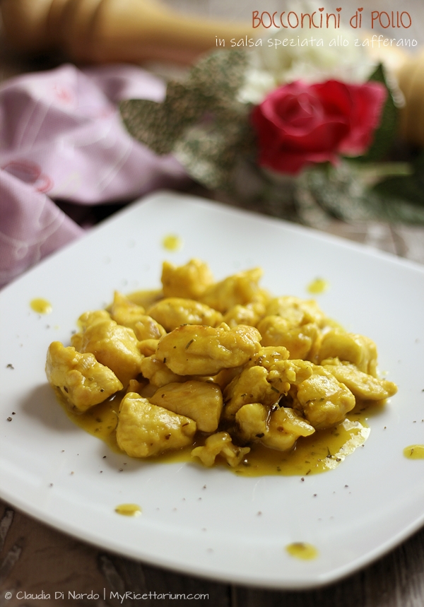 Bocconcini di pollo in salsa speziata allo zafferano