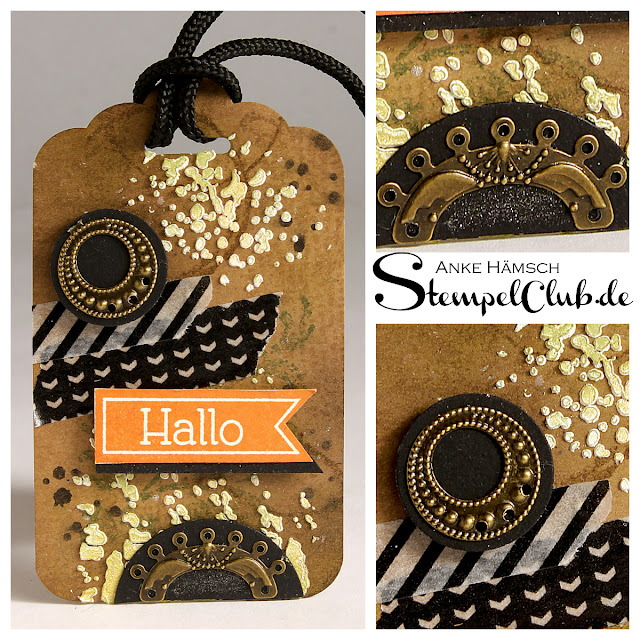 Mixed media, Tags, Stampin up, scrapbooking, Timeless Textures, Tag Topper Punch, Steampunk