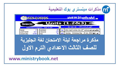 مذكرة مراجعة ليلة الامتحان في اللغة الانجليزية للصف الثالث الاعدادي الترم الاول 2019-2020-2021