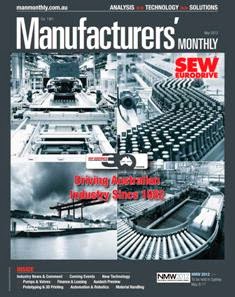 Manufacturers' Monthly - May 2012 | ISSN 0025-2530 | TRUE PDF | Mensile | Professionisti | Tecnologia | Meccanica
Recognised for its highly credible editorial content and acclaimed analysis of issues affecting the industry, Manufacturers' Monthly has informed Australia’s manufacturing industries since 1961. With a circulation of over 15,000, Manufacturers' Monthly content critical information that senior & operational management need, covering industry news, management, IT, technology, and the lastest products and solutions.