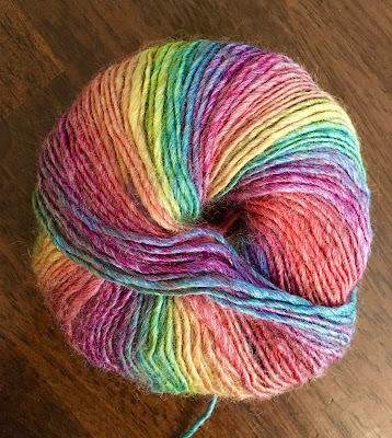 Ball of rainbow colored yarn