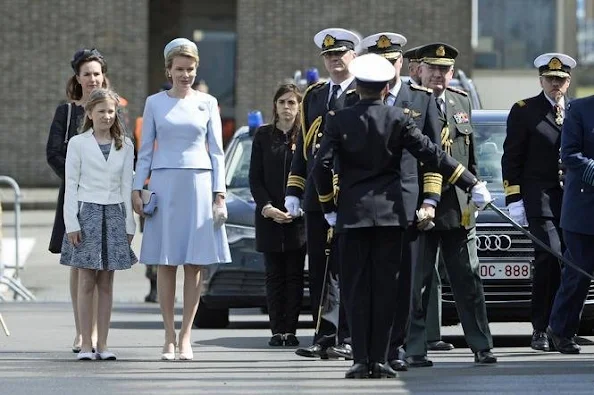 King Philippe of Belgium, Queen Mathilde of Belgium and Princess Elisabeth, Duchess of Brabant, attended the ship launching ceremony of the P902 Pollux ship with the Duchess of Brabant as official godmother, at the Zeebrugge naval base