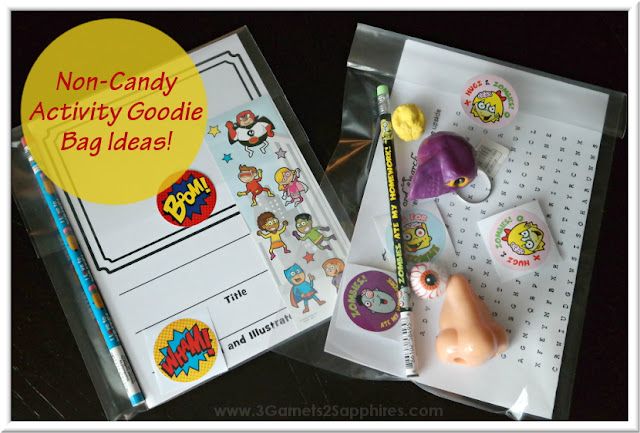DIY Comic Book and Zombie-Themed (Free Printable) Activity Goodie Bags  |  3 Garnets & 2 Sapphires