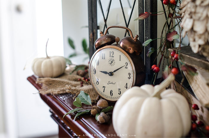 See the special details included to create a beautiful fall mantel.  |  www.andersonandgrant.com