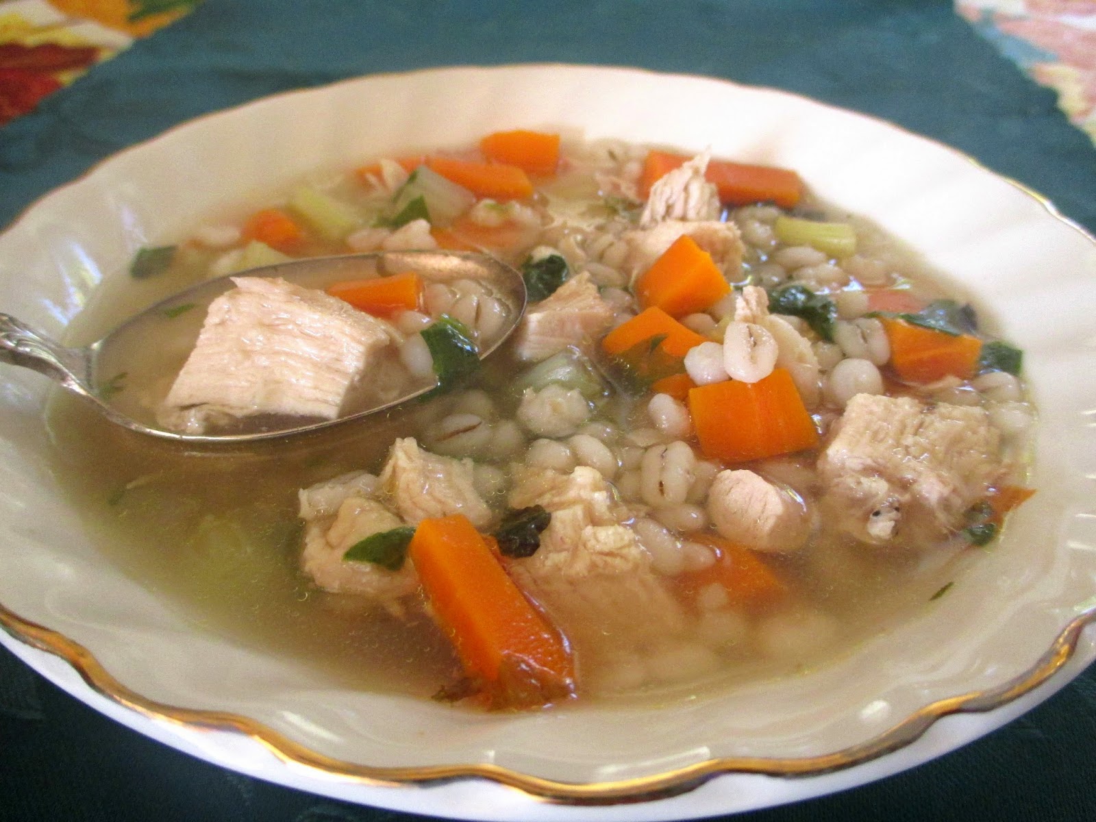 Hot and Cold Running Mom Just my Stuff Hearty Chicken Barley Soup
