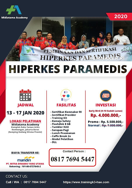 Hiperkes Paramedis murah tgl. 13-17 Januari 2020 di Jakarta