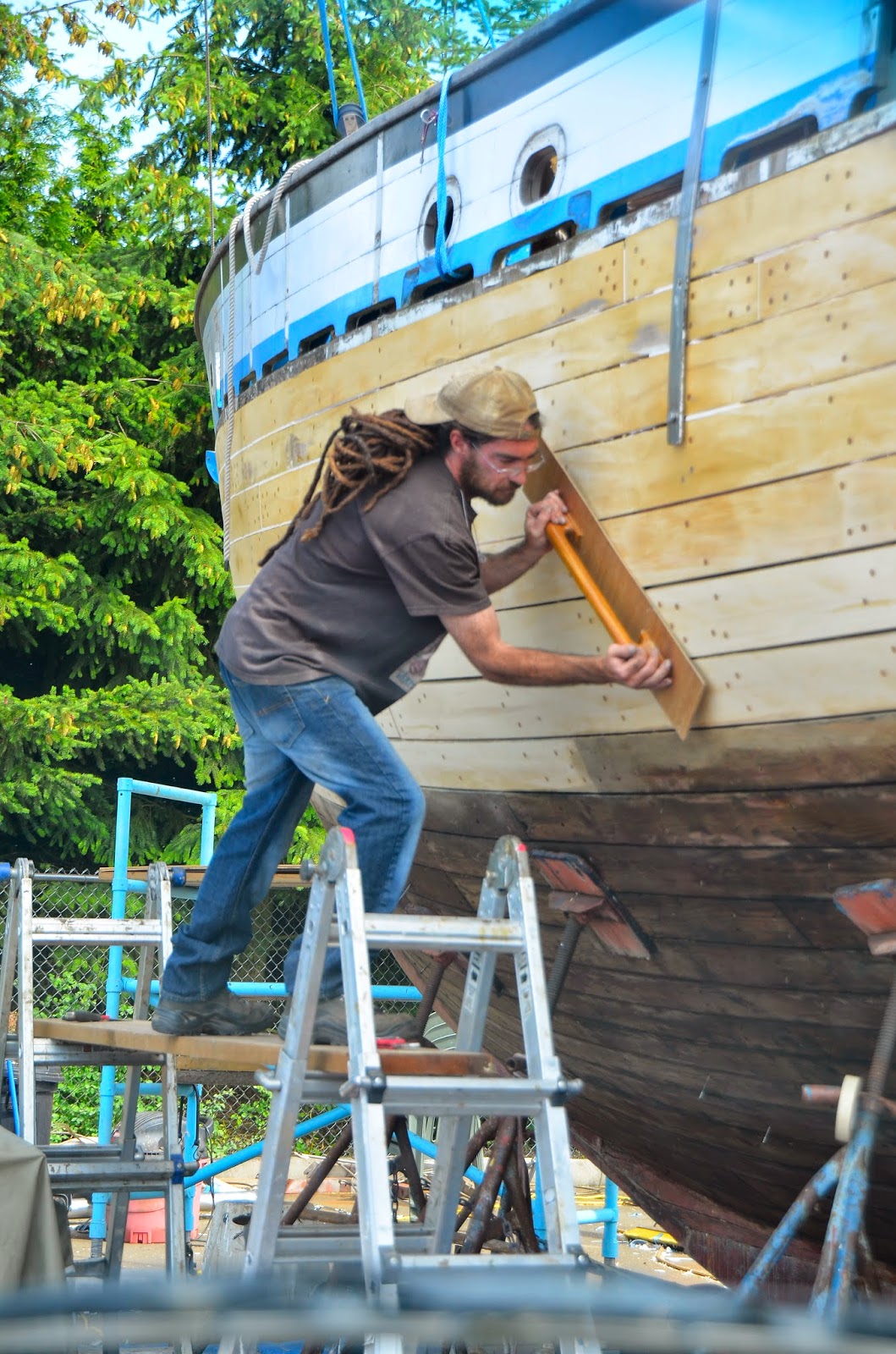 Megan D Schooner Restoration Completed the faring and now tons of