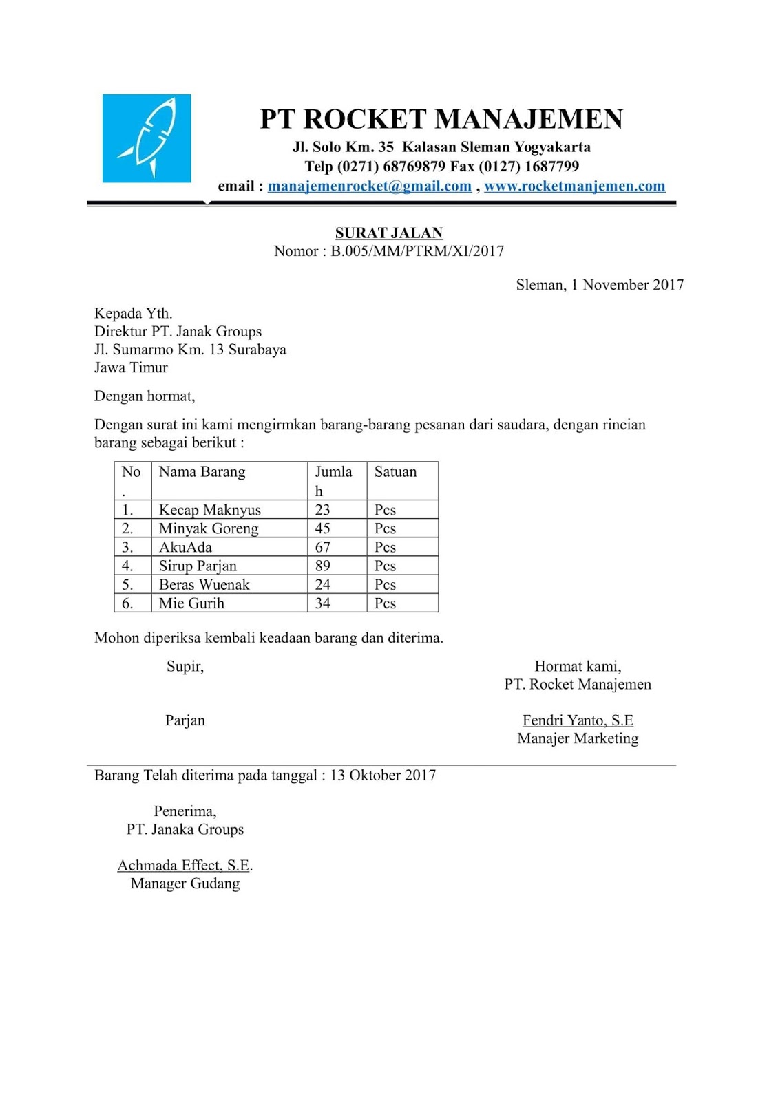 Contoh Surat Semi Block Style Informasi Seputar Dunia