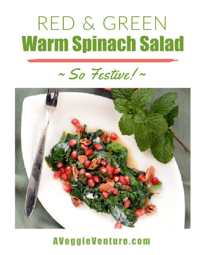 Red & Green Warm Spinach Salad, another simple but special salad ♥ AVeggieVenture.com