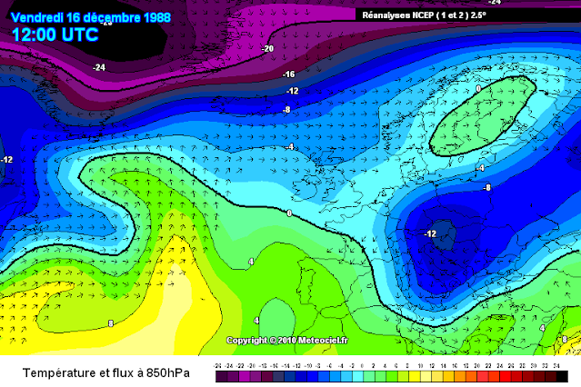 Temperatura a 850 hPa e flusso dei venti