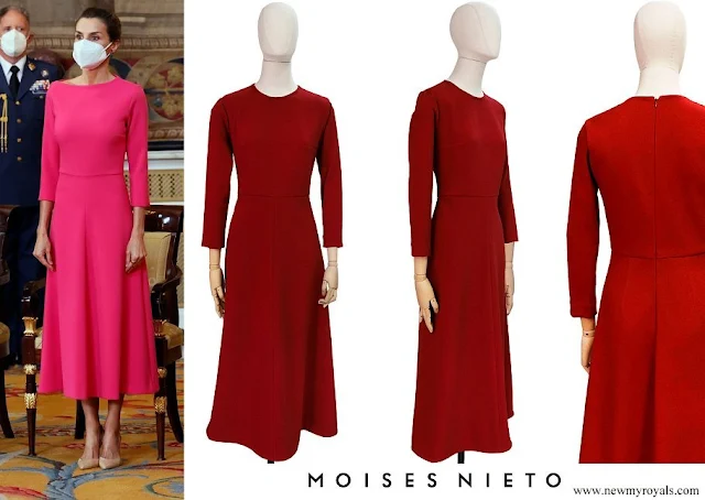 Queen Letizia wore Moises Nieto teja pink dress