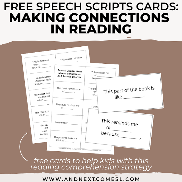 Free scripts cards to help kids with making connections in reading