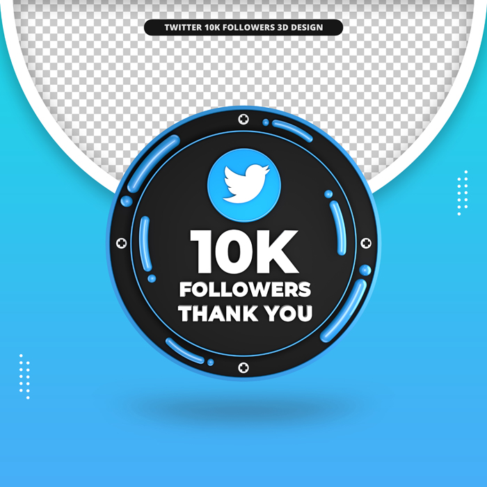 3D Rendering 10k Followers Twitter Design