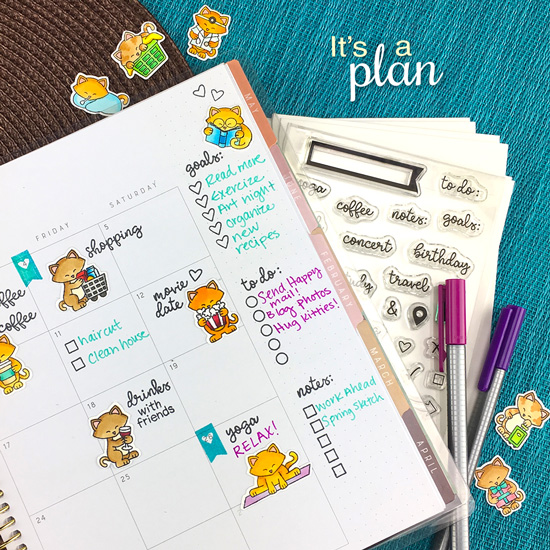 January Planner page with cats by Jennifer Jackson | It's a Plan and Newton Makes Plans Stamp Sets by Newton's Nook Designs #newtonsnook #handmade