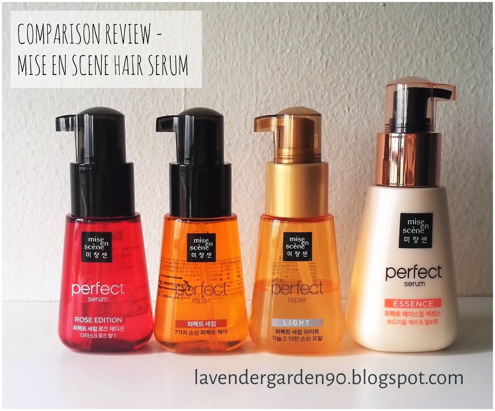 Carolyn S Lavender Garden Comparison Review Of Four Mise En Scene Hair Serum And Essence