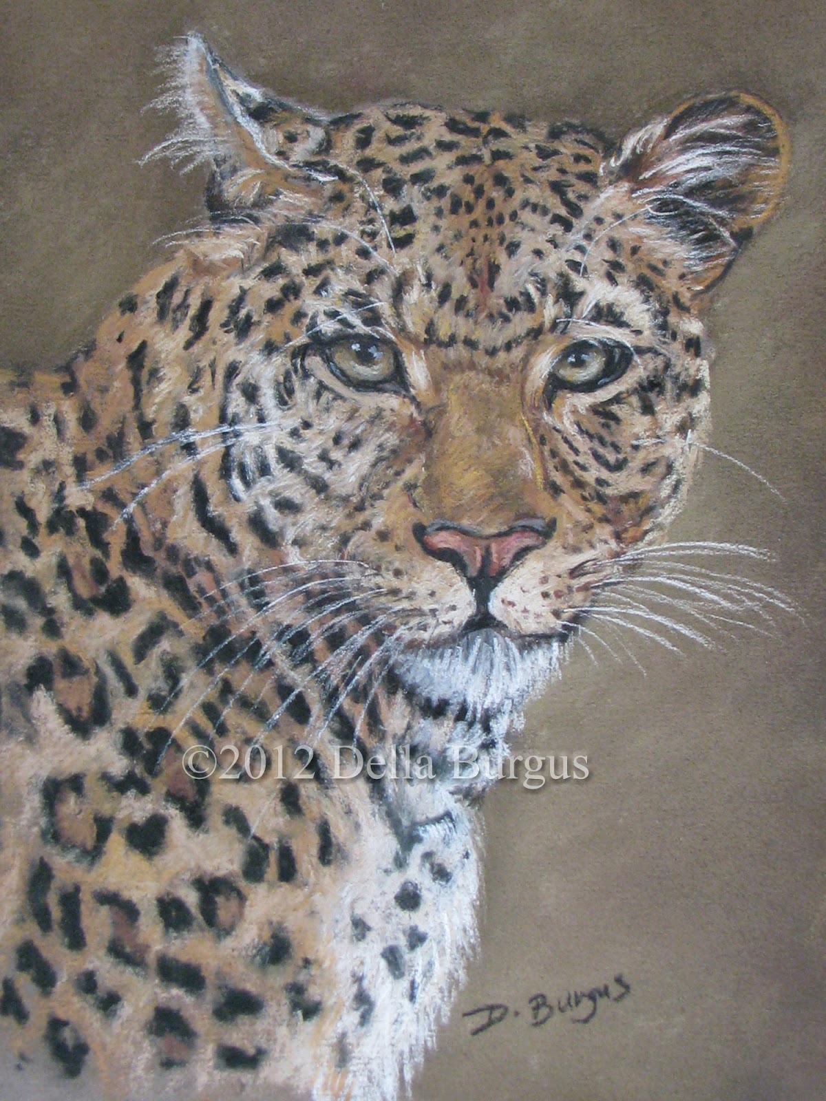 Art Helping Animals Leopard Wildlife Art Pastel by Della Burgus