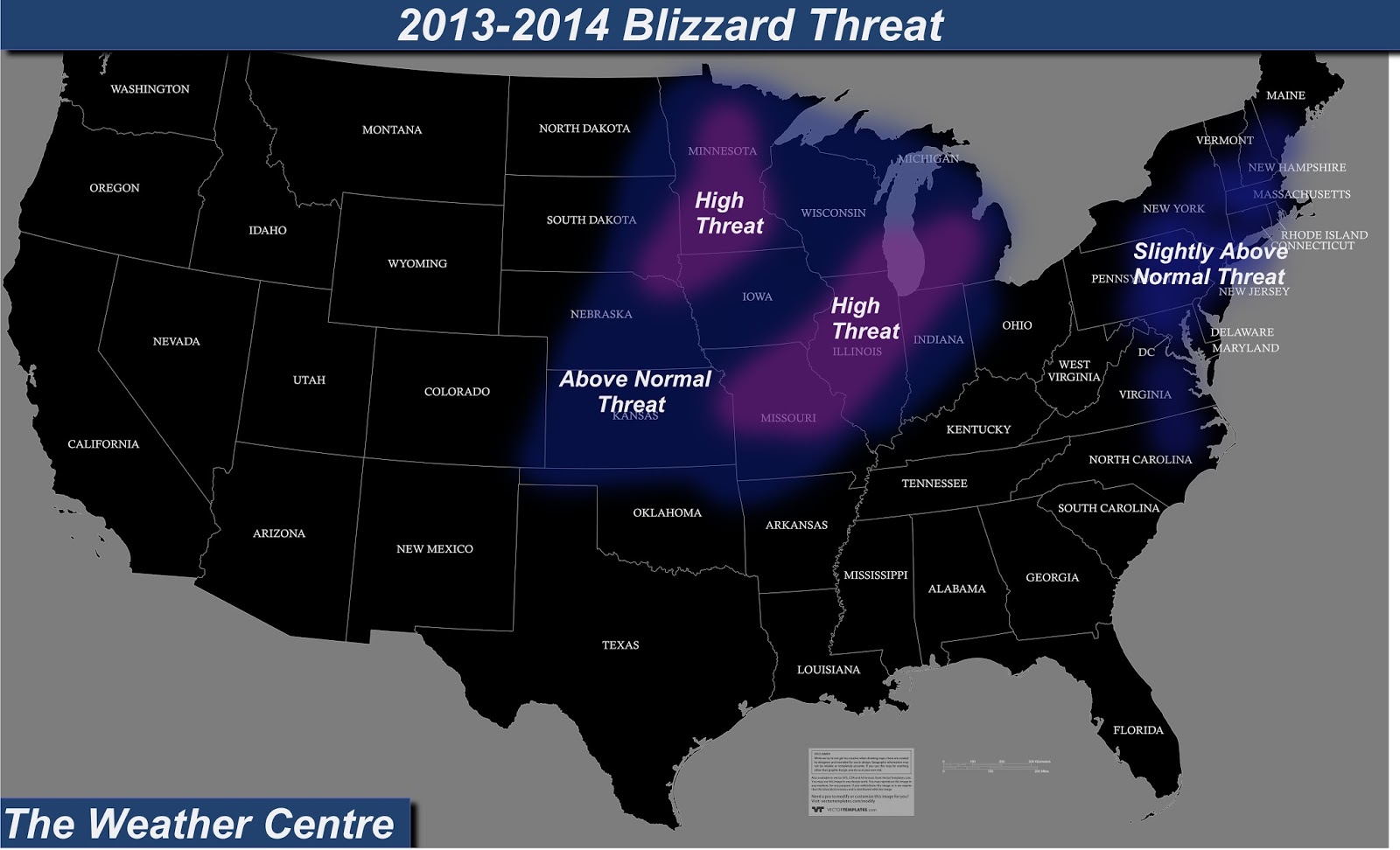 The Weather Centre: 2013-2014 Updated Snowfall Map: Chicago, St. Louis, Minneapolis At Risk for ...