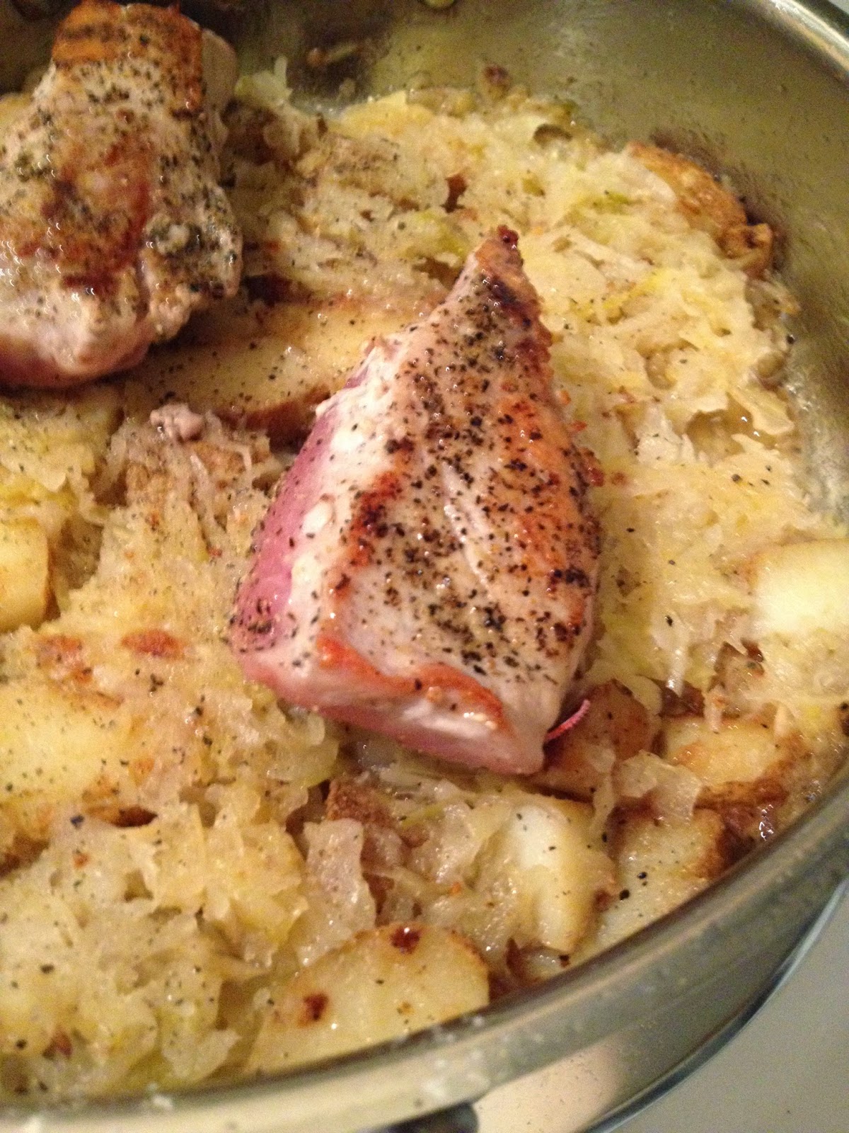 Gingerlocks' Kitchen Pork Chops with Creamy Sauerkraut and Potatoes