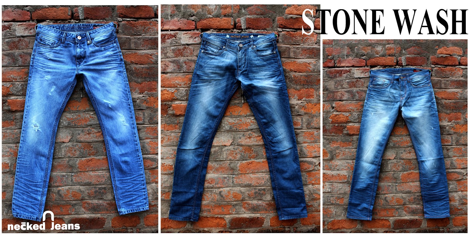 necked Jeans Stone Wash