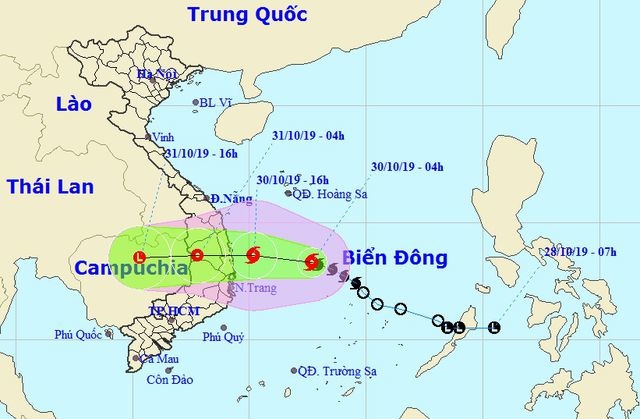 Bão số 5 di chuyển nhanh, dự kiến chiều nay đổ bộ vùng biển Quảng Ngãi - Ninh Thuận