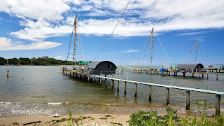 Chinese fishing nets in operation at Fort Vypin, Kochi