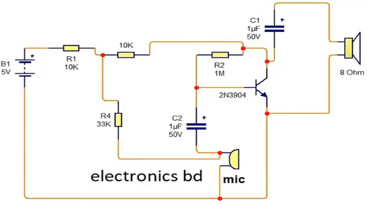 how to make electret microphone amplifier circuit Electret Microphone driver Electronics BD