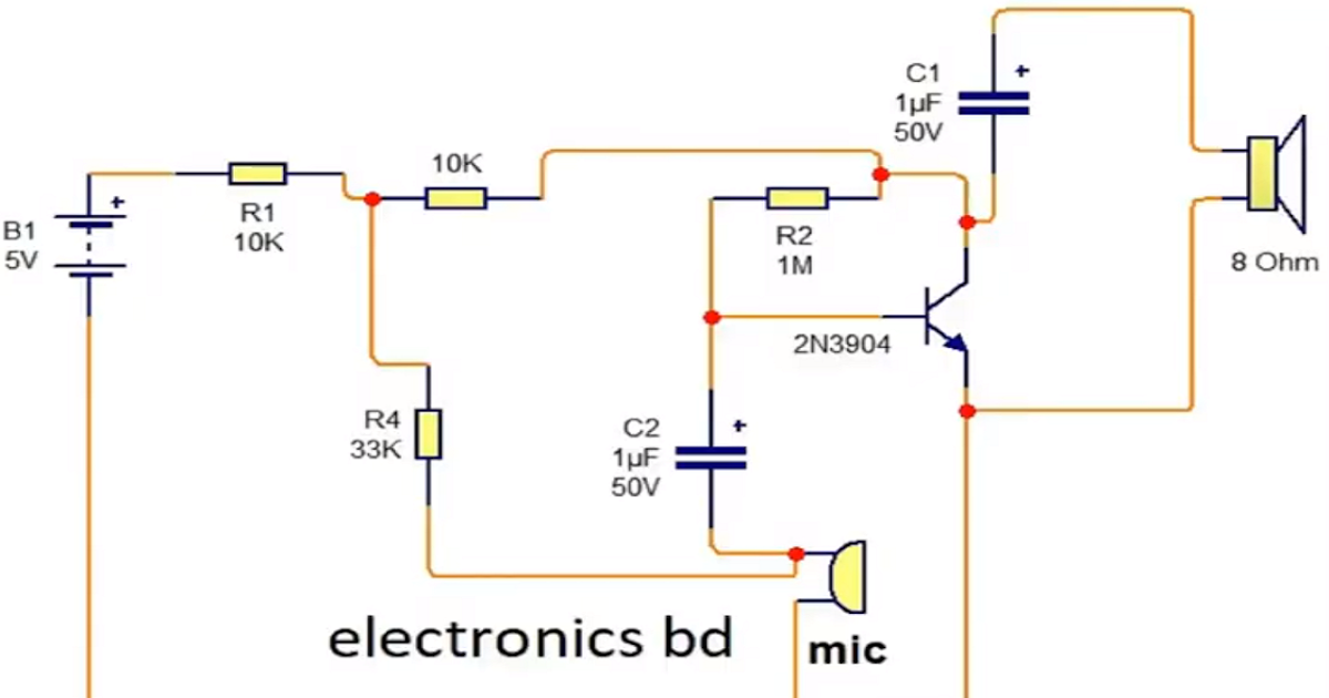how to make electret microphone amplifier circuit Electret Microphone driver Electronics BD