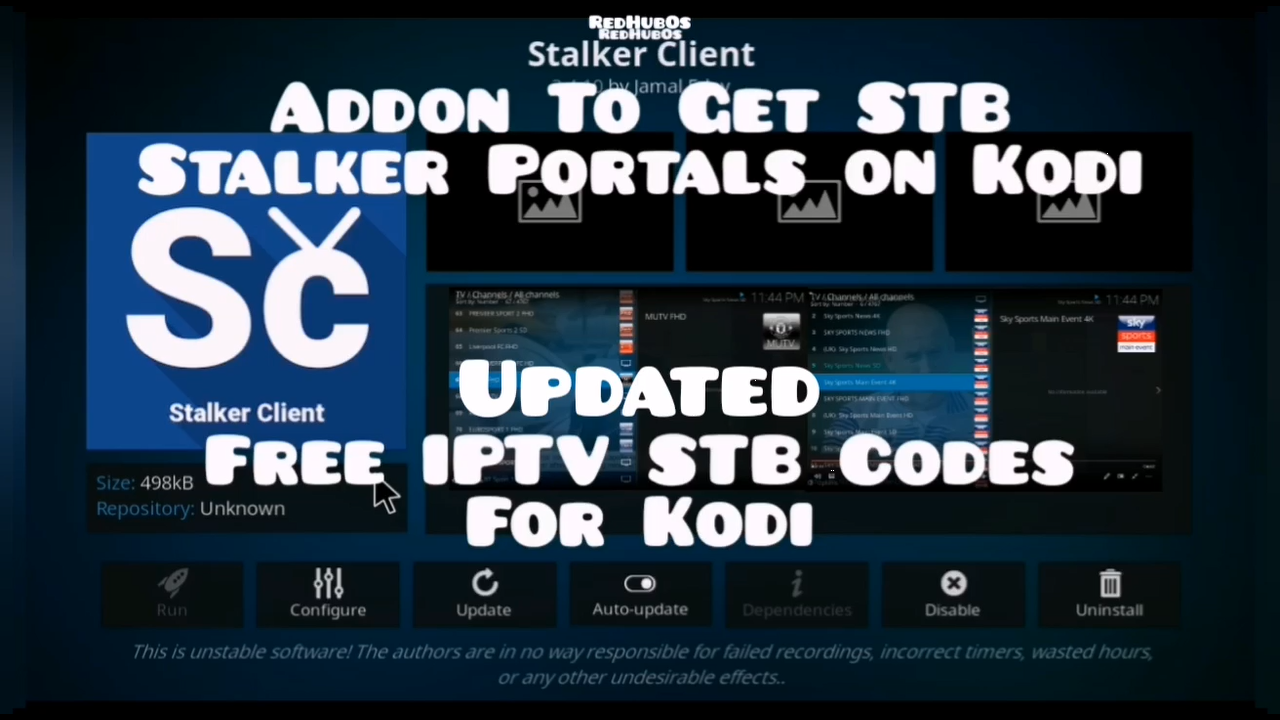 Free IPTV On Kodi Stalker Client Tv Addon / Updated STB Stalker Portals