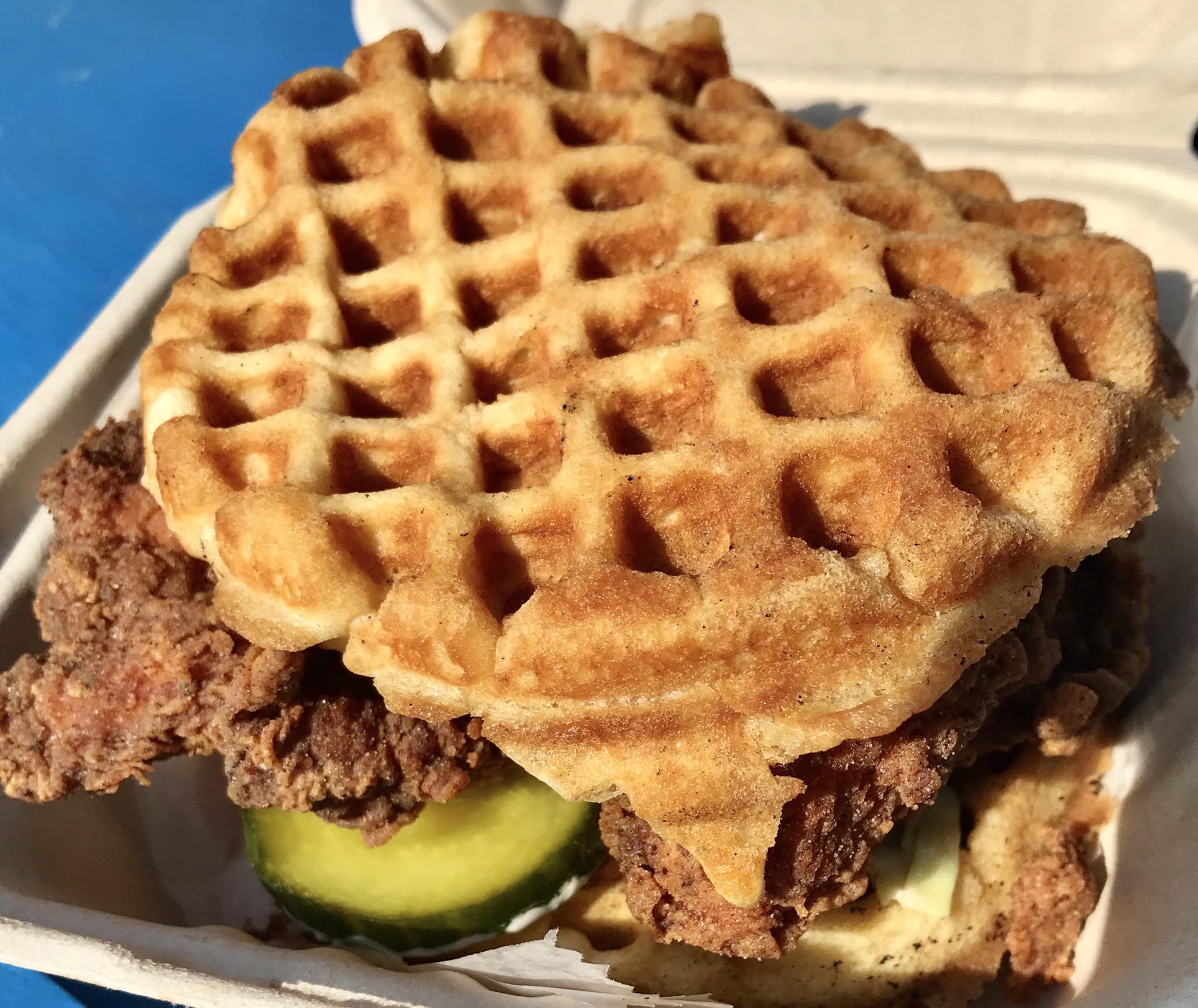 H A R L E M + B E S P O K E CHICKEN & WAFFLE SANDWICH AT HARLEM BURGER CO.