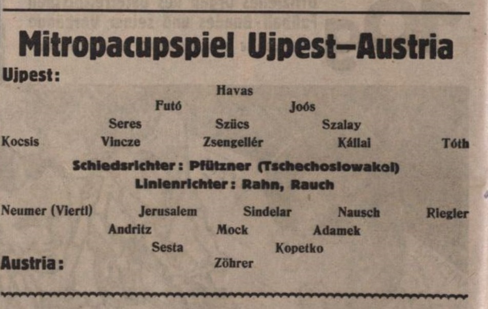 Kennergasse 3 seit 1993 Mitropacup 1937