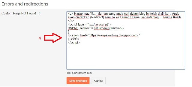 Cara Redirect Custom Page 404 Bloggergger