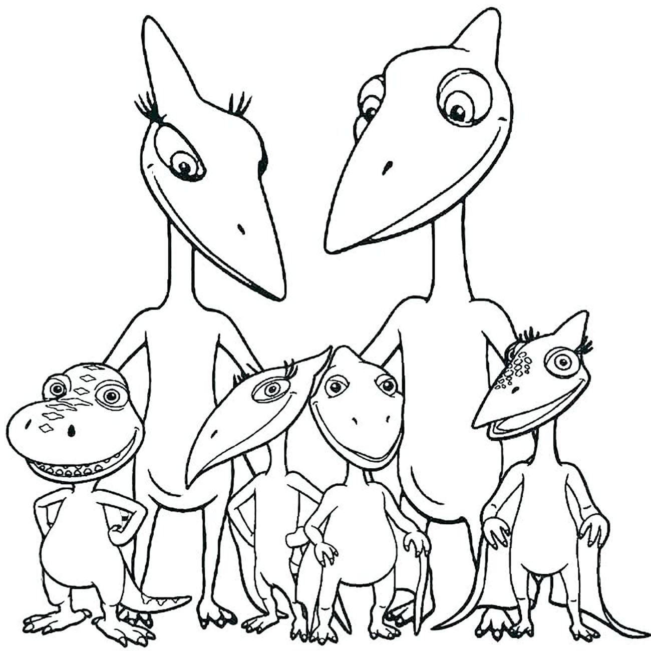 Tranh tô màu gia đình khủng long