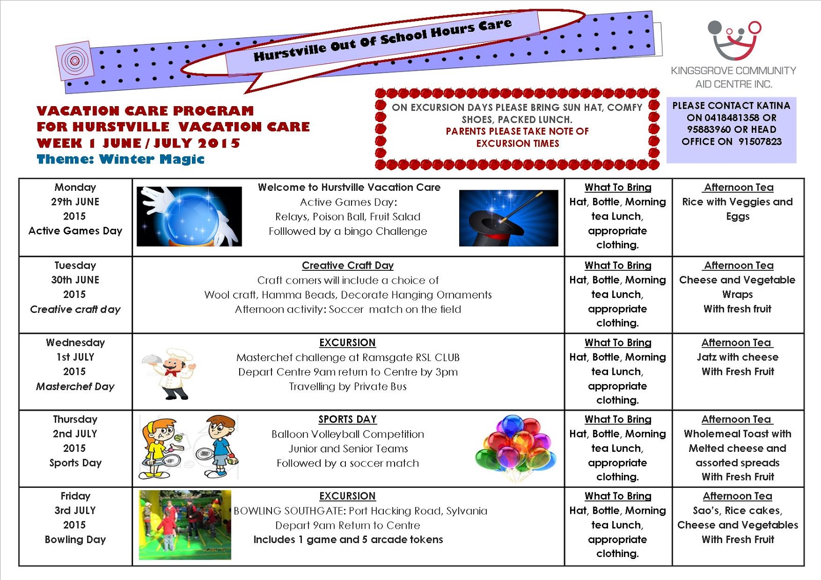 KCAC HURSTVILLE VACATION CARE JUNE/JULY 2015