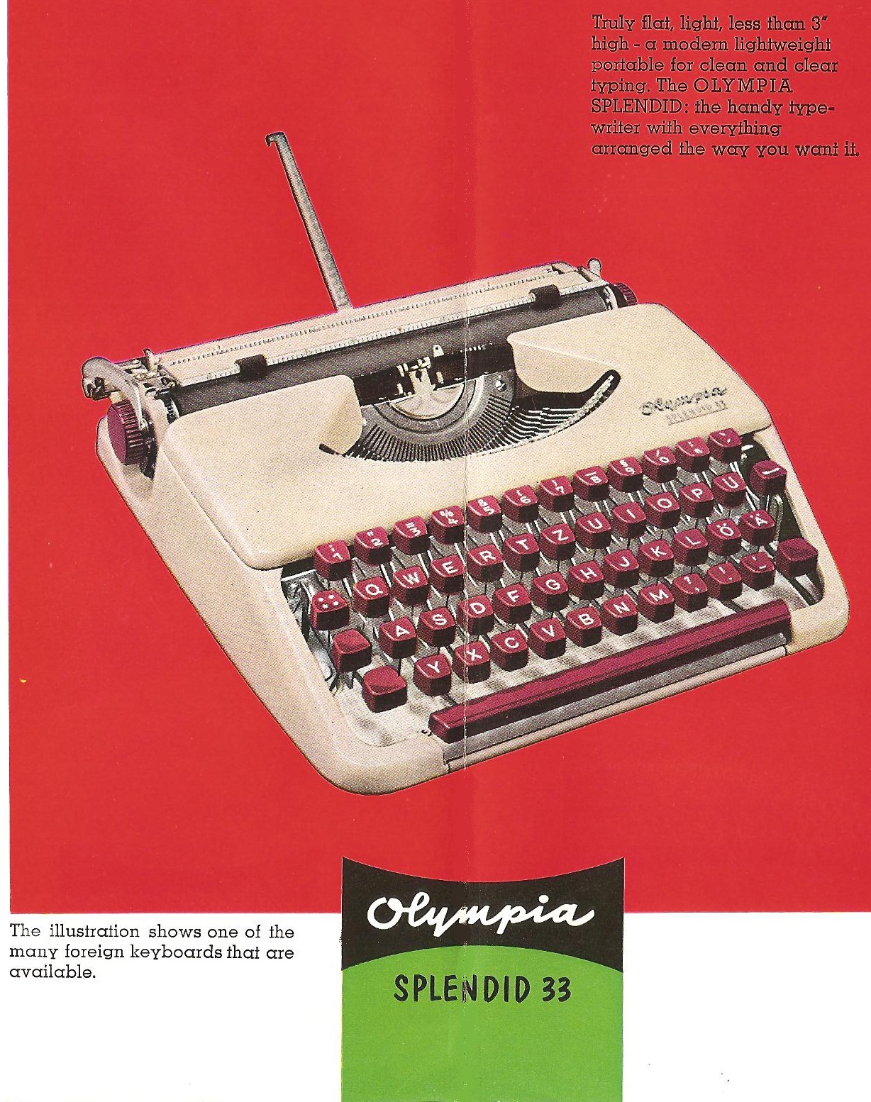 oz.Typewriter Olympia Splendid portable typewriter brochure