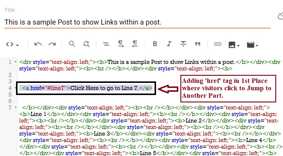 How to Add / Create JUMP LINKs or ANCHOR Links in Blogger Posts?