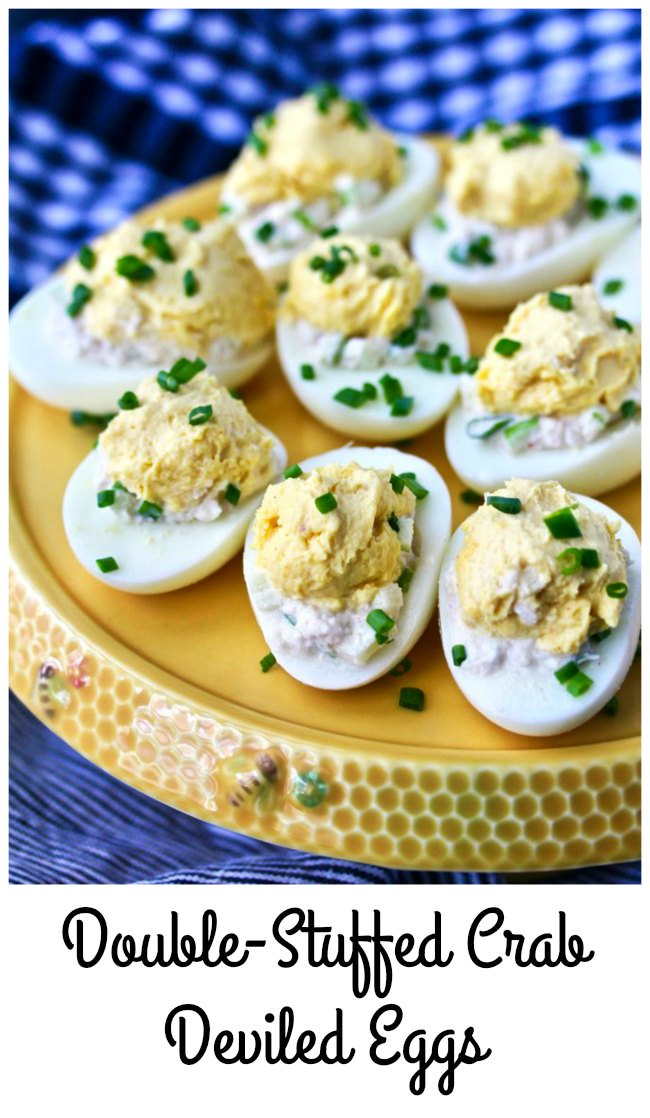 Double-stuffed crab deviled eggs Double-stuffed crab deviled eggs #eggs #deviledeggs #crab #appetizers