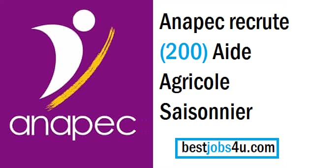 Anapec recrute (200) Aide Agricole Saisonnier sur Dakhla-Oued Eddahab