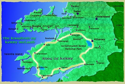 Ring of Kerry map, kartta kerry