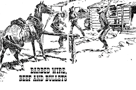 Illustration for Barbed Wire, Beef and Bullets by Tom Blackburn in Western Story Annual, 1948