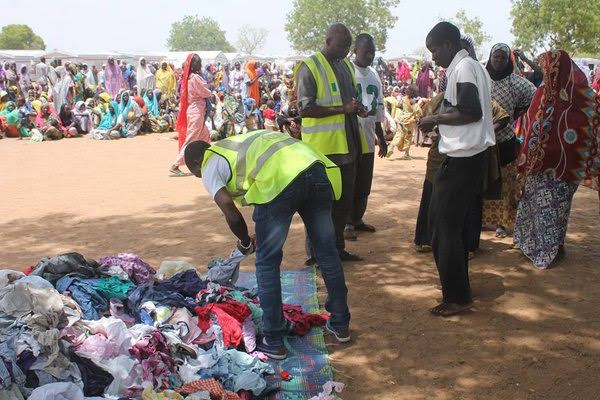 NEMA distributes used clothes to young children at Fufore IDP camp ...