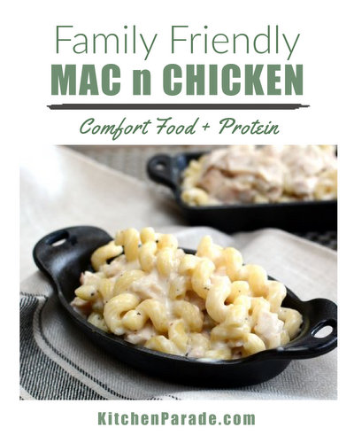 Mac n Chicken, just your best Mac n Cheese with chicken, with protein ♥ KitchenParade.com. One-Pot Comfort Food. Weeknight Easy, Weekend Special. Long-Time Family Favorite. High Protein. Great for Meal Prep. Recipe, insider tips, nutrition and Weight Watchers points included.