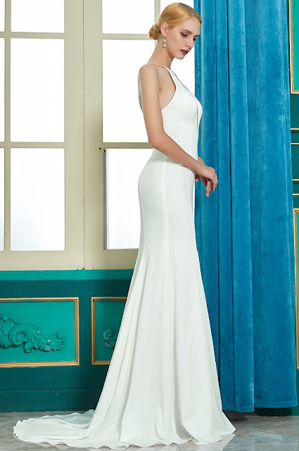 new sleeveless halter mermaid wedding dress in white