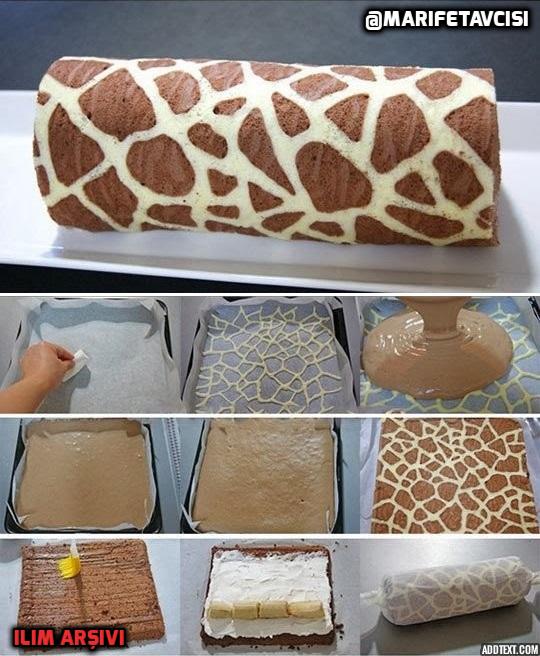 Zürafa ve Zebra Desenli Rulo Pasta, Kek Yapımı