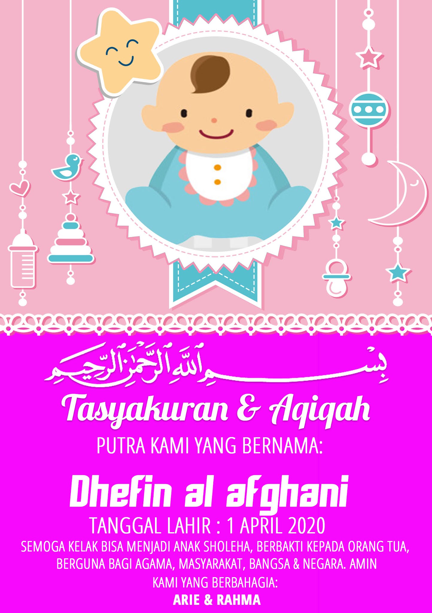 Kartu Nama Aqiqah Anak / Template Kartu Ucapan Kelahiran Anak