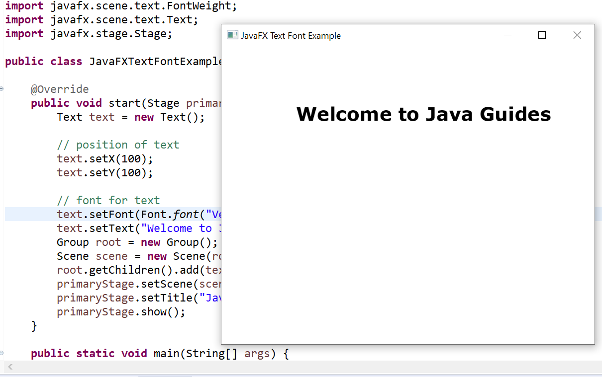 JavaFX Text, Font and Color Example Tutorial