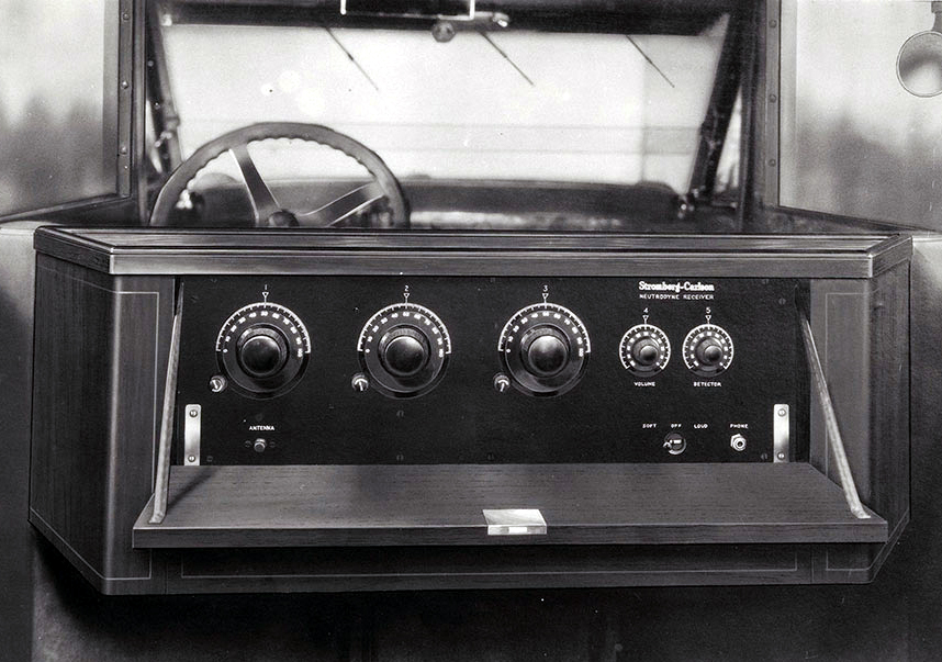 Just A Car Guy 1925, the first radio installed in a car. A Stromberg