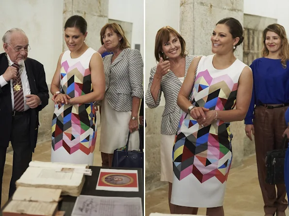 Crown Princess Victoria of Sweden visits the 'Academia Das Ciencias' during the first day of her visit two day visit to Lisbon