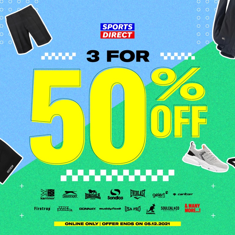 Sports Direct (MY) Buy 3 For 50 Off ayulclick