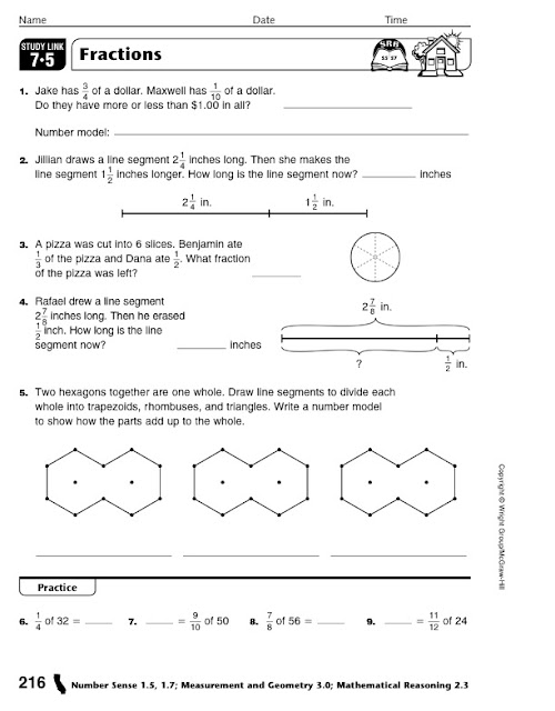 Homework 2012-2013: February 27th - Fractions Worksheet